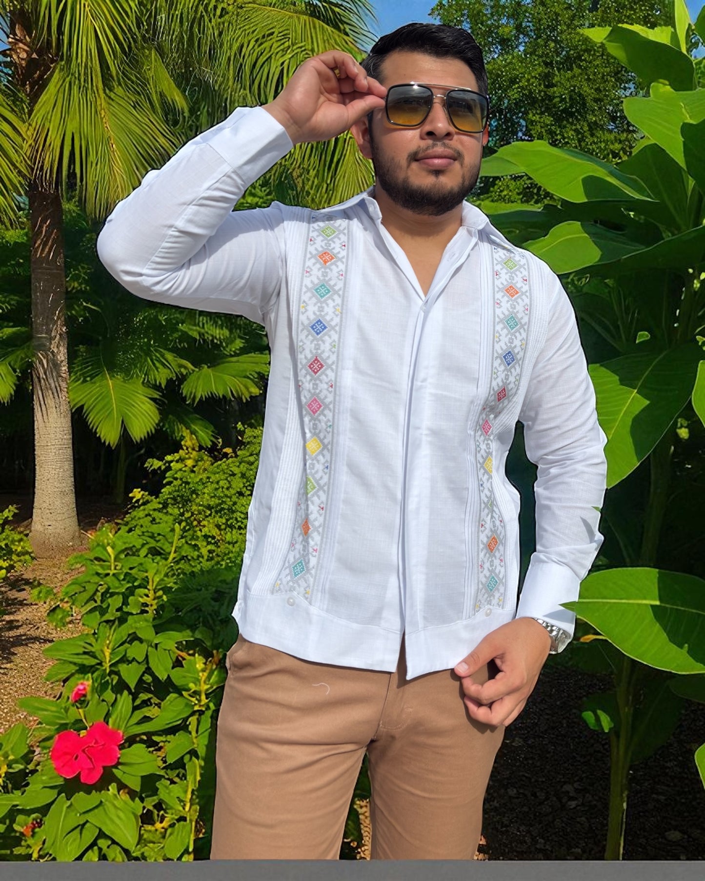 Guayabera manga larga MOD.004 Gemas colore claros