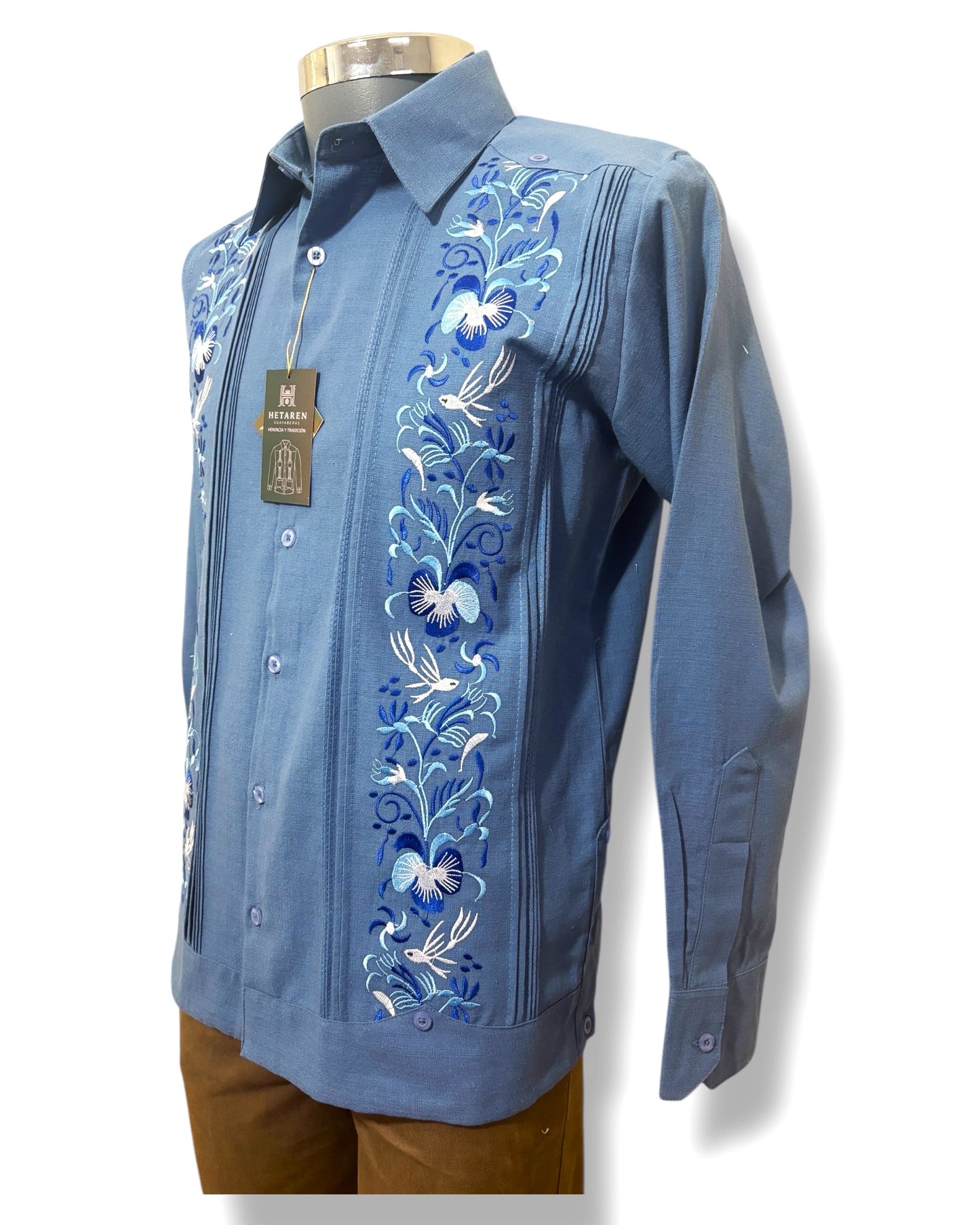 Guayabera Manga Larga MOD.001 Bordado colibrí