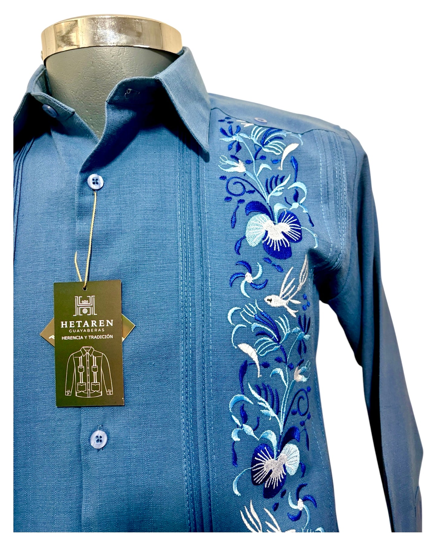 Guayabera Manga Larga MOD.001 Bordado colibrí