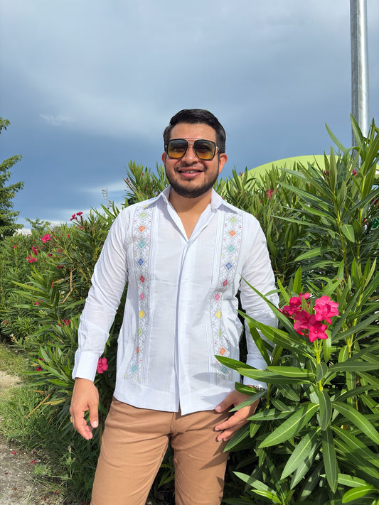 Guayabera manga larga MOD.004 Gemas colore claros