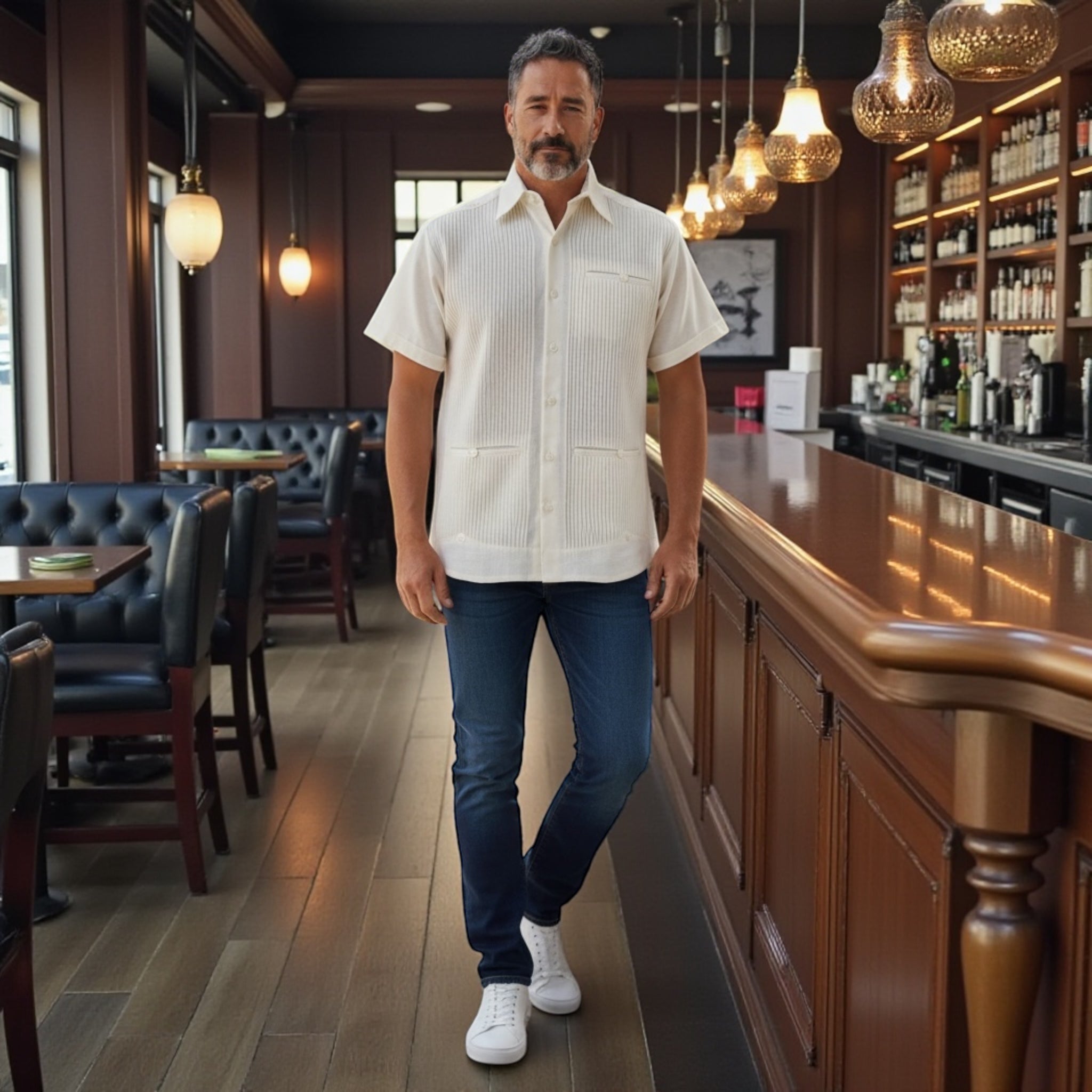 Guayabera Manga Corta MOD.126C Presidencial Con 3 Vivos | Guayabera artesanal | HETAREN GUAYABERAS