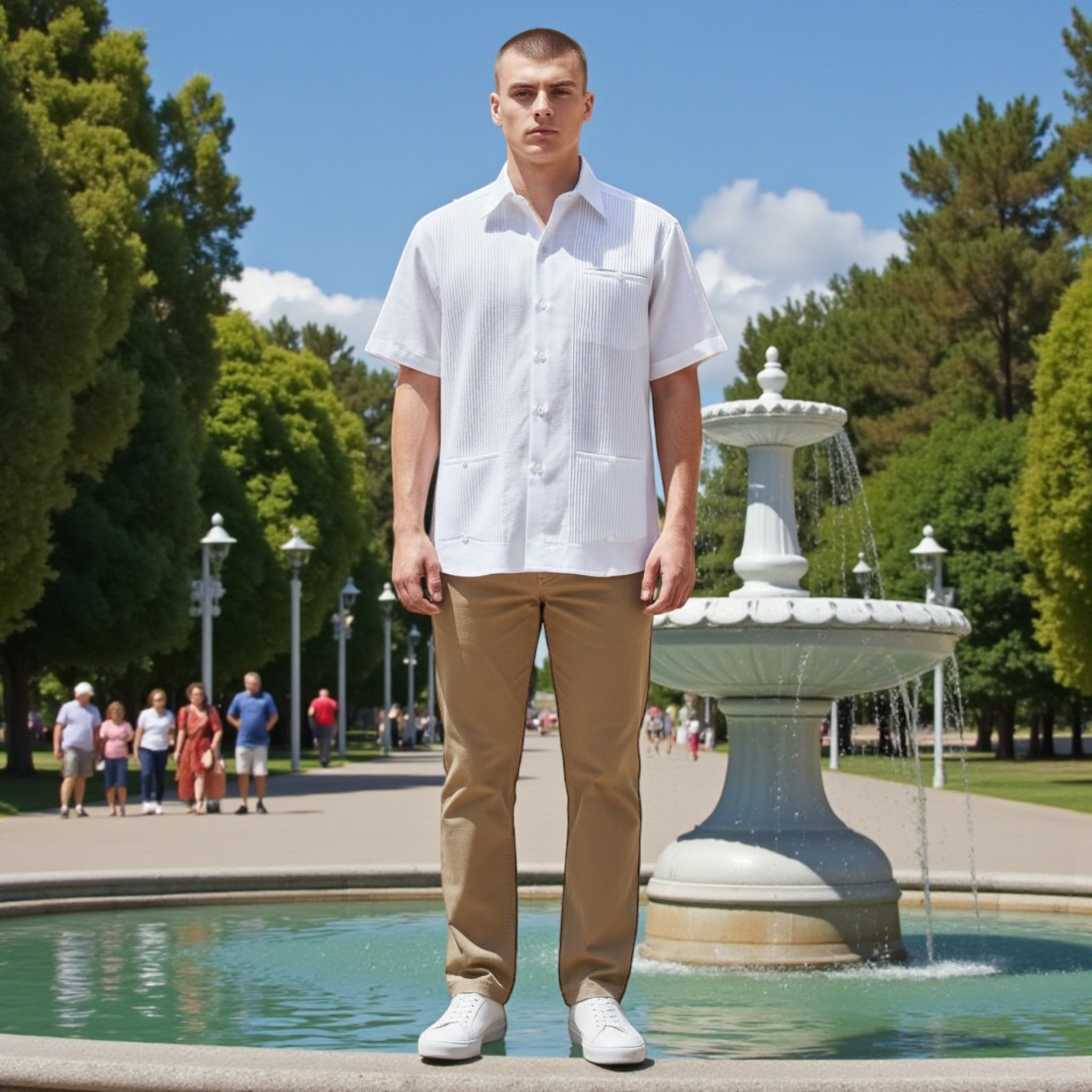 Guayabera Manga Corta MOD.126C Presidencial Con 3 Vivos | Guayabera artesanal | HETAREN GUAYABERAS