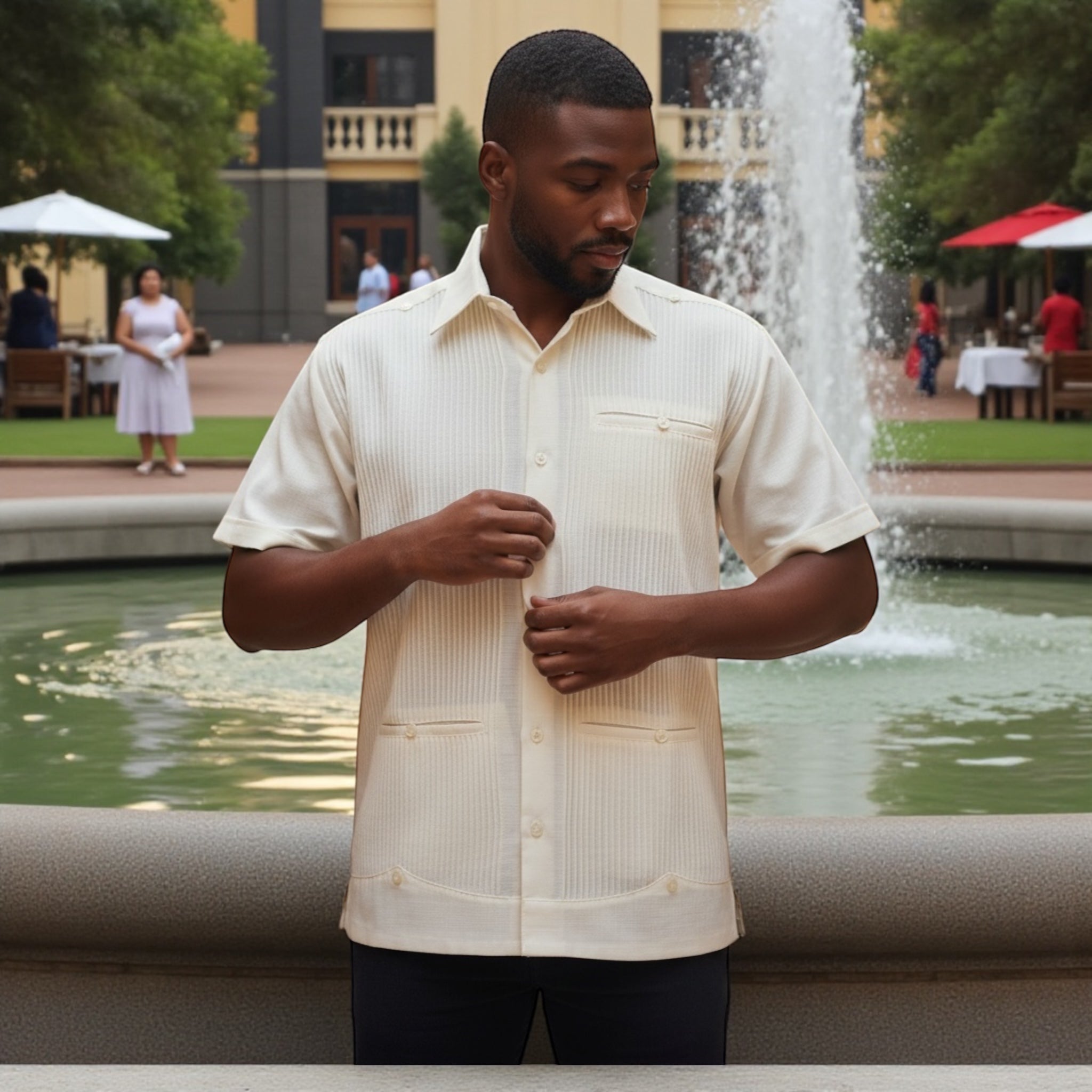 Guayabera Manga Corta MOD.126C Presidencial Con 3 Vivos | Guayabera artesanal | HETAREN GUAYABERAS