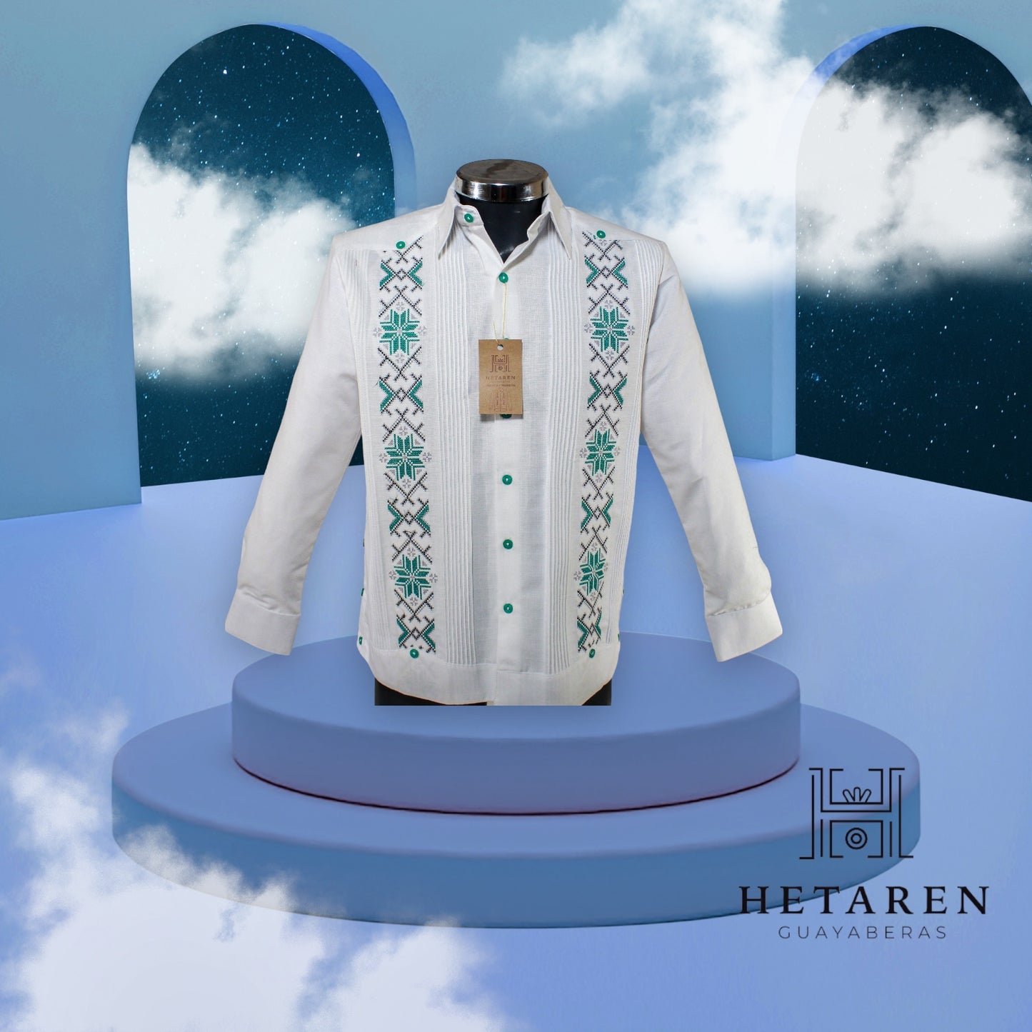 Guayabera Manga Larga MOD.020 Bordado De Trébol