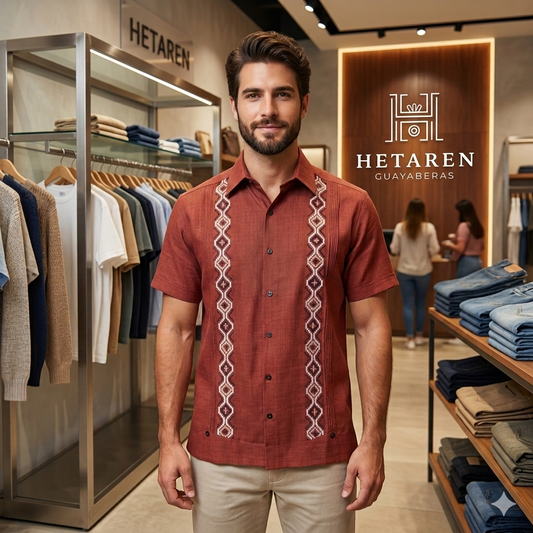 Guayabera Manga Corta MOD.134 Color Shedron Bordado Diamantes