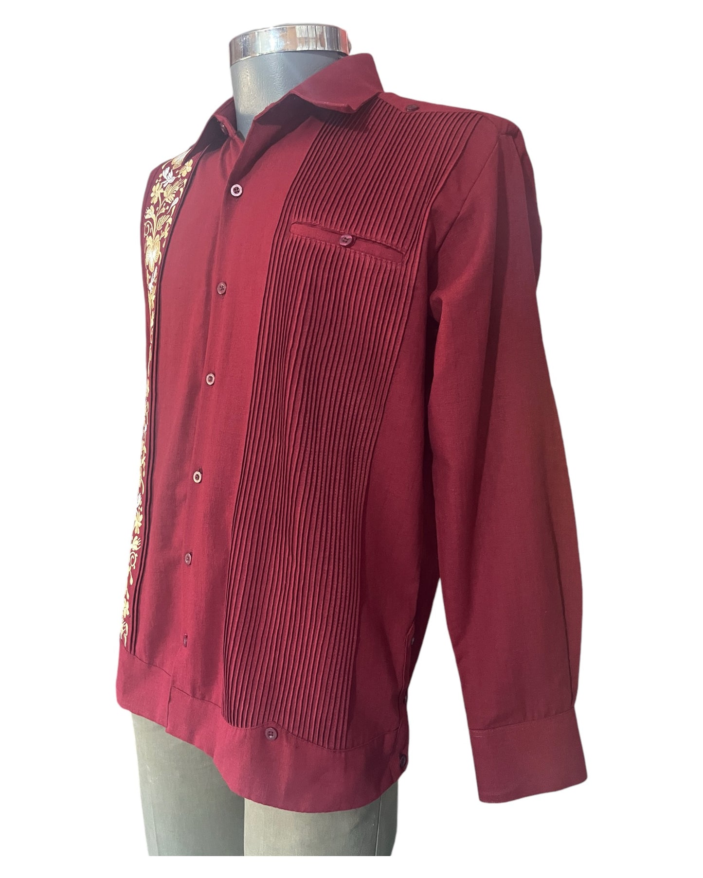 Guayabera Manga Larga MOD.001 bordado Colibri sin bordado en cuello y puño