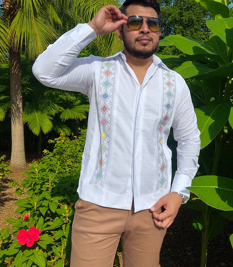 Guayabera Manga Larga MOD.004 Gemas colores claros | Guayabera artesanal | HETAREN GUAYABERAS