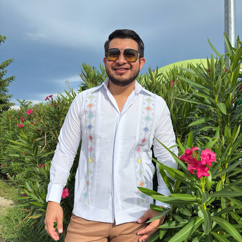 Guayabera Manga Larga MOD.004 Gemas colores claros | Guayabera artesanal | HETAREN GUAYABERAS