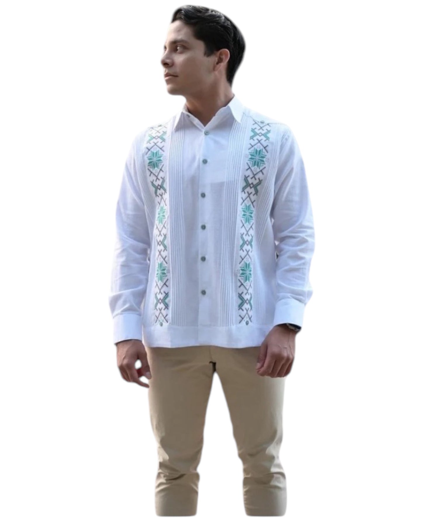 Guayabera Manga Larga MOD.020 Bordado De Trébol