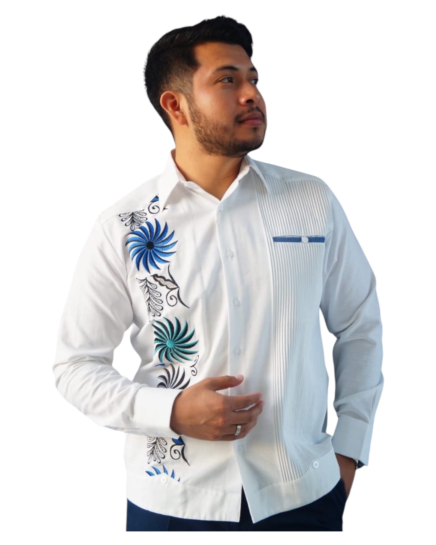 Guayabera Manga Larga MOD.043 con Bordado de Rehilete