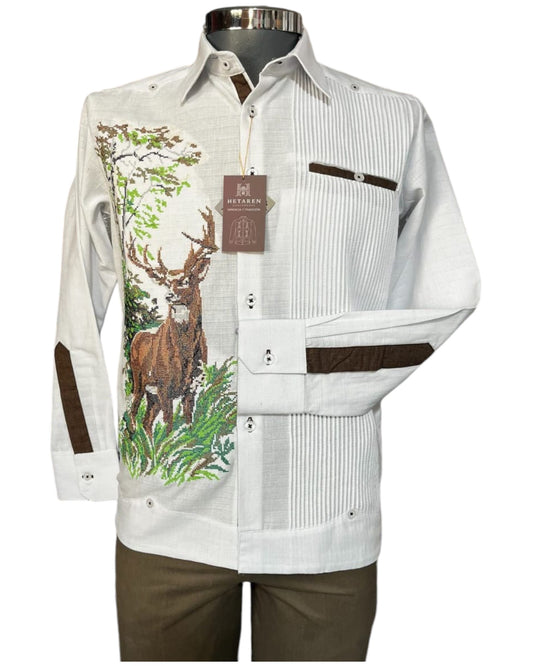 Guayabera Manga Larga MOD.125 con bordado venado