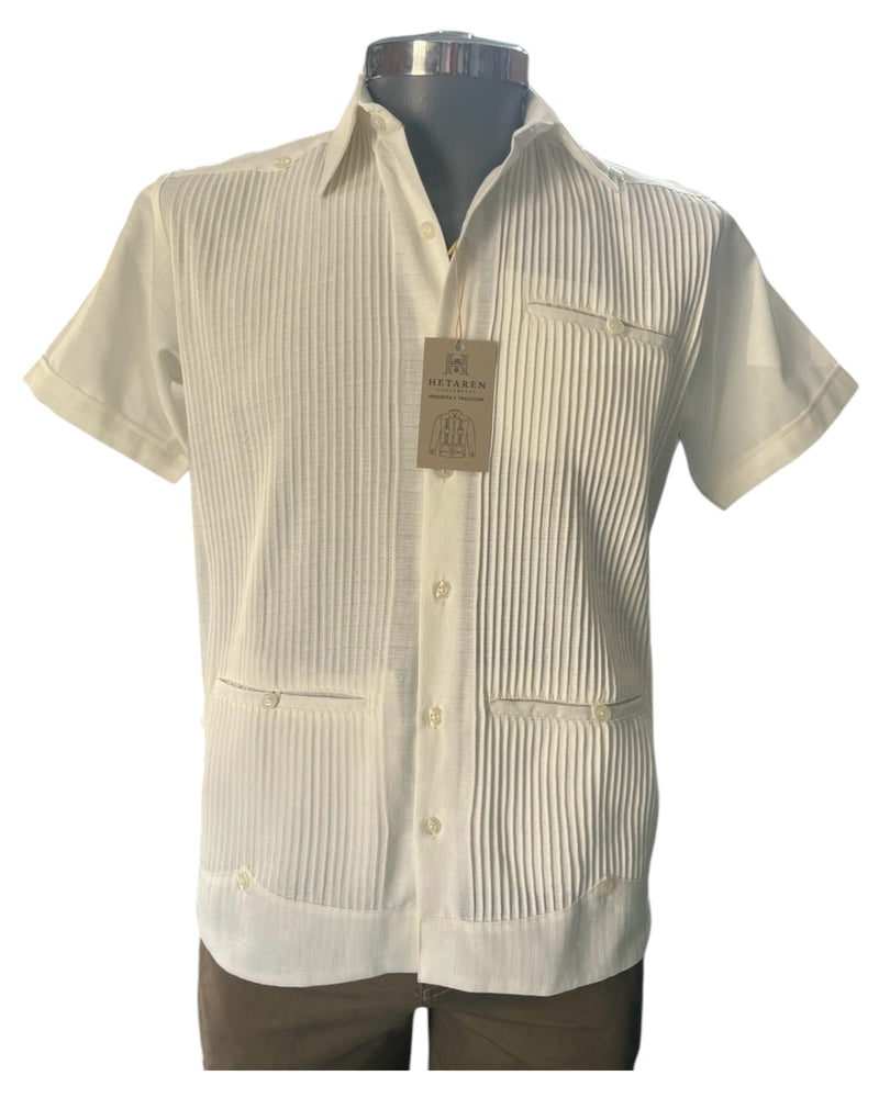 Guayabera Manga Corta MOD.126C Presidencial Con 3 Vivos | Guayabera artesanal | HETAREN GUAYABERAS