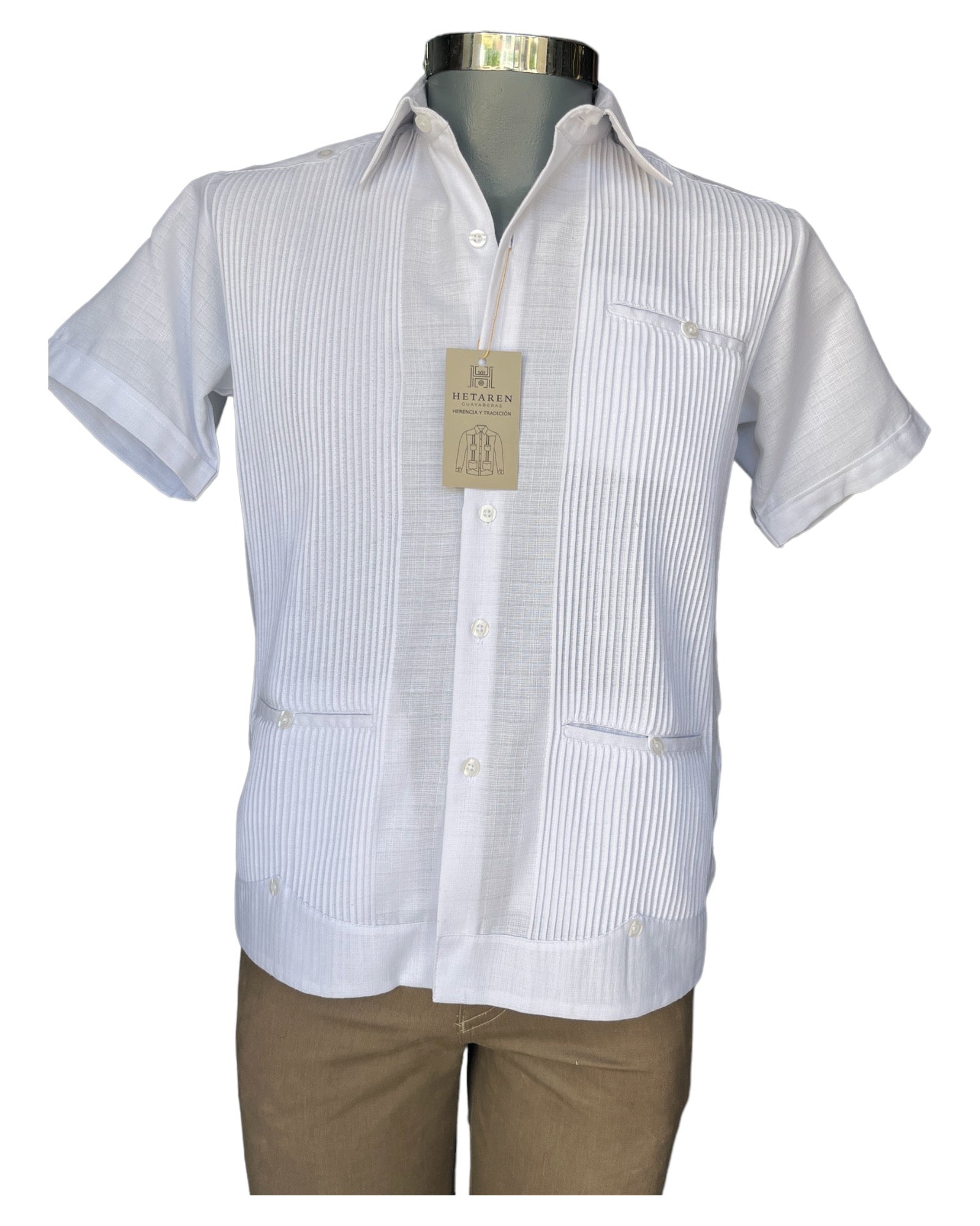 Guayabera Manga Corta MOD.126C Presidencial Con 3 Vivos | Guayabera artesanal | HETAREN GUAYABERAS