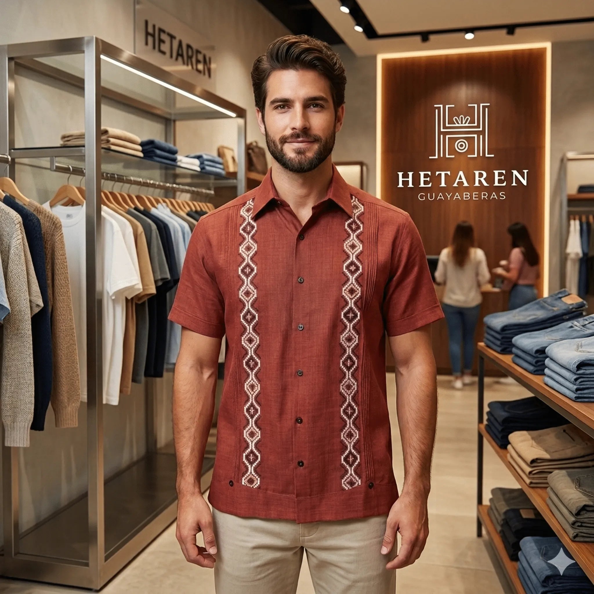 Guayabera Manga Corta MOD.134 Color Shedron Bordado Diamantes | Guayabera artesanal | HETAREN GUAYABERAS