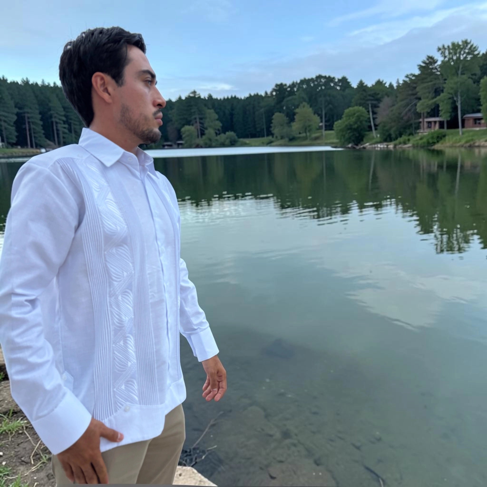 Guayabera Manga Larga MOD.139 Gobernador Bordado al Tono | Guayabera artesanal | HETAREN GUAYABERAS