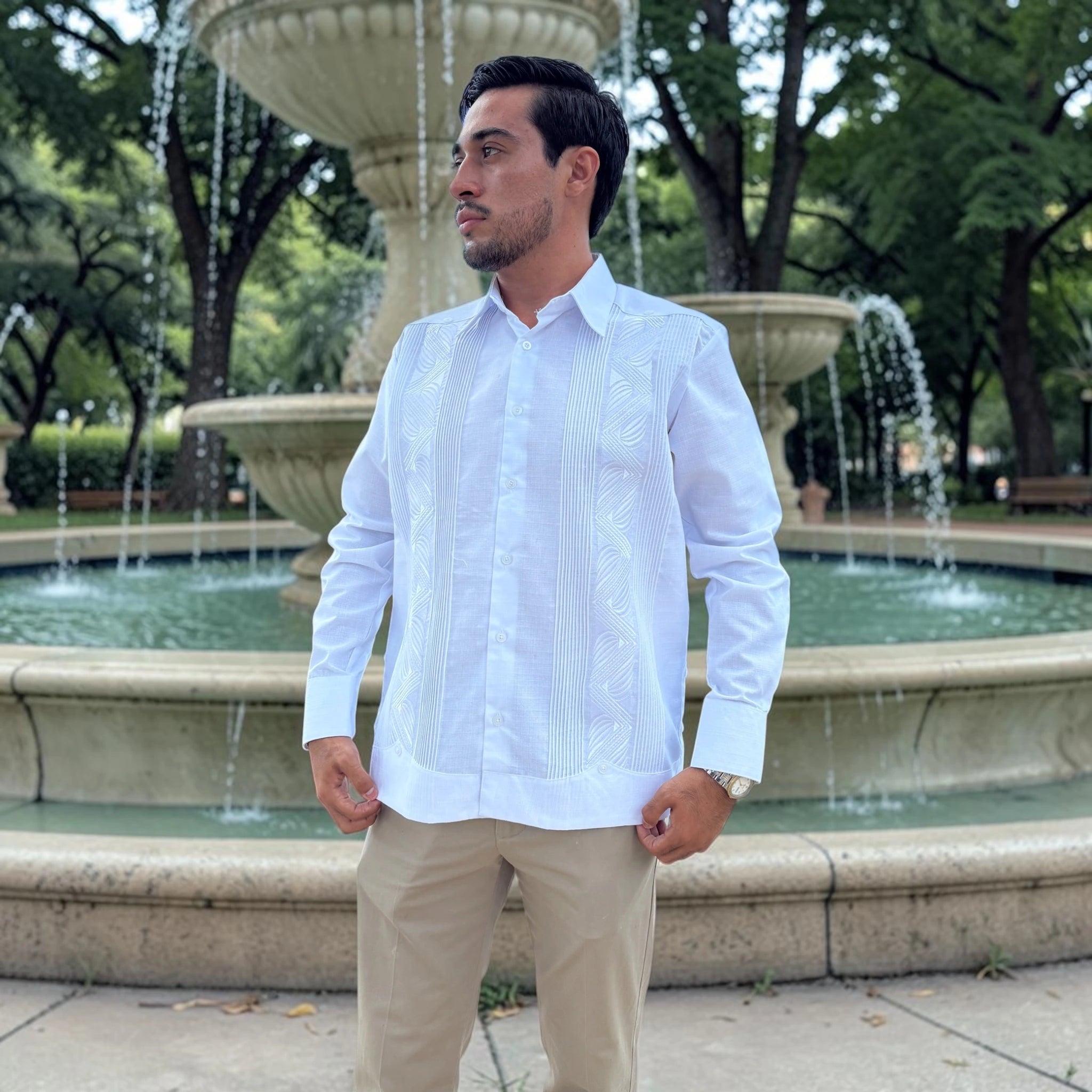 Guayabera Manga Larga MOD.139 Gobernador Bordado al Tono | Guayabera artesanal | HETAREN GUAYABERAS