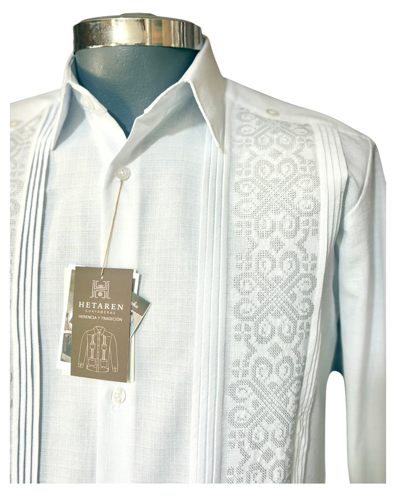 Guayabera Manga Larga MOD.025 Bordado de Corazones | Guayabera artesanal | HETAREN GUAYABERAS