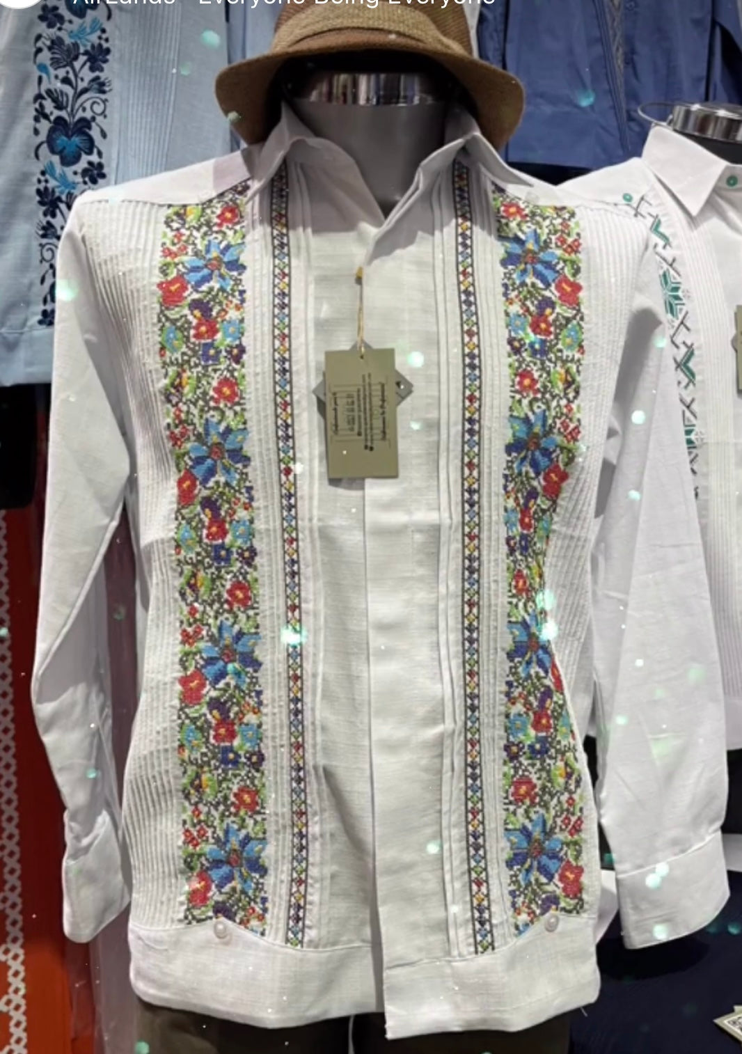 Guayabera Manga Larga MOD.014 Con Bordado De Punto de Cruz