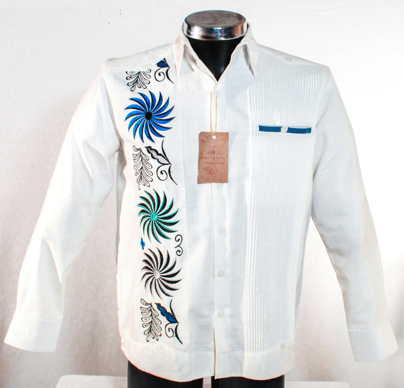Guayabera Manga Larga MOD.043 Con Bordado de Rehilete | Guayabera artesanal | HETAREN GUAYABERAS