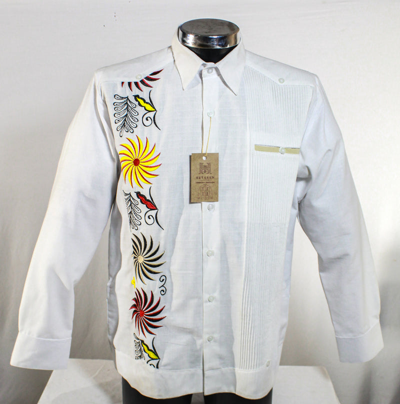 Guayabera Manga Larga MOD.043 Con Bordado de Rehilete | Guayabera artesanal | HETAREN GUAYABERAS